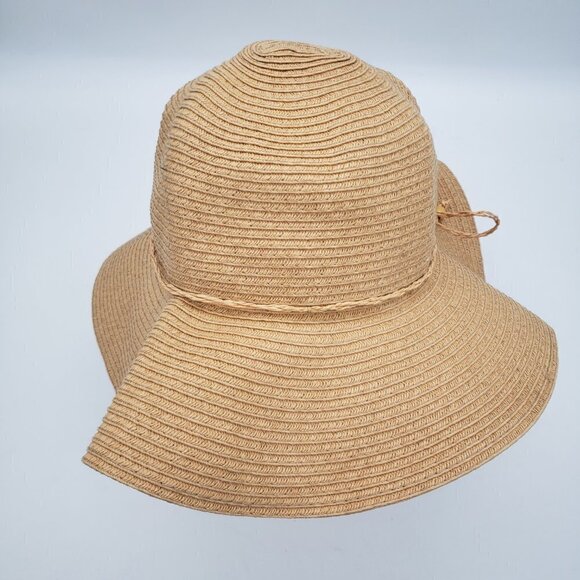 Womens Floppy Sunhat Woven Straw Tan Natural Wide Brim Beach Hat - Picture 3 of 11